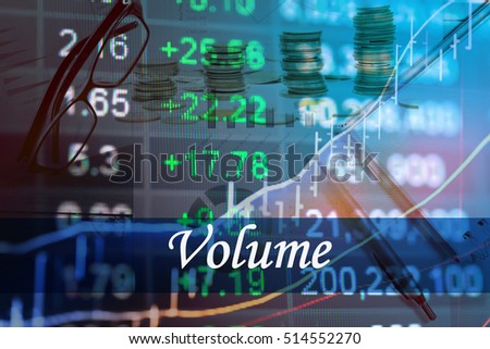 Volume - Abstract digital information to represent Business&Financial as concept. The word Volume is a part of stock market vocabulary in stock photo