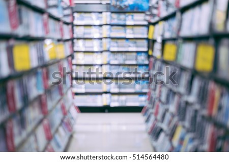 Blur background of CD shop in a record shop