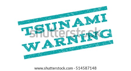 Tsunami Warning watermark stamp. Text caption between parallel lines with grunge design style. Rubber seal stamp with dirty texture. Vector color ink imprint on a white background.