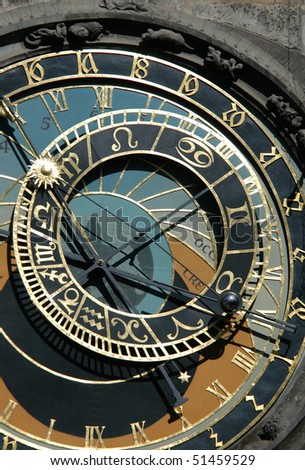 Famous medieval astronomical clock in Prague, Czech Republic