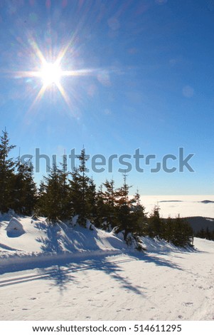 Slope on the skiing resort Spindleruv Mlyn, Krkonose, Czech Republic