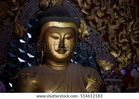 Photo Buddha inside Sri rong maung temple in lampang at Thailand. As a Temple Myanmar or Burmese.