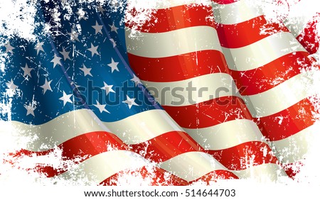 Grunge close Up illustration of a waving American Flag