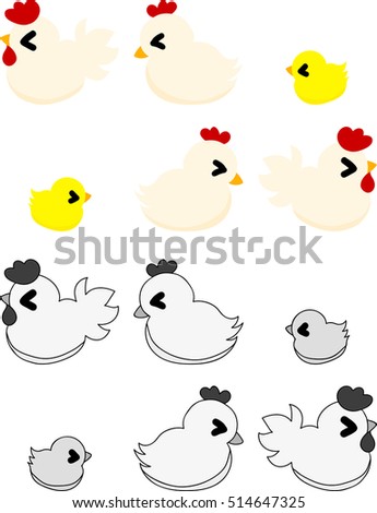 My original icons of cute domestic fowls and chick