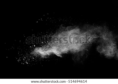 White powder. Grainy abstract texture on black background. Royalty-Free Stock Photo #514694614