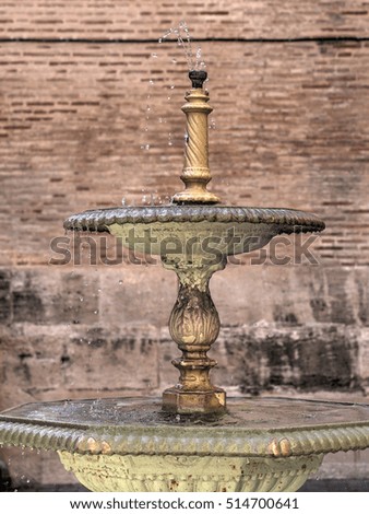 Close-up of an old stone fountain. Valencia. Spain