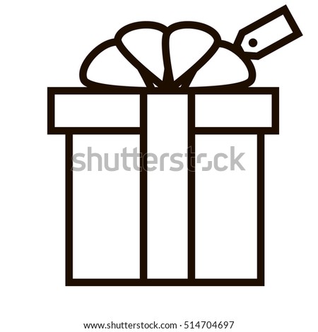 Birthday gift / Christmas gift box with ribbon bow line art icon for apps and websites