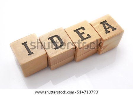IDEA word made with building blocks isolated on white