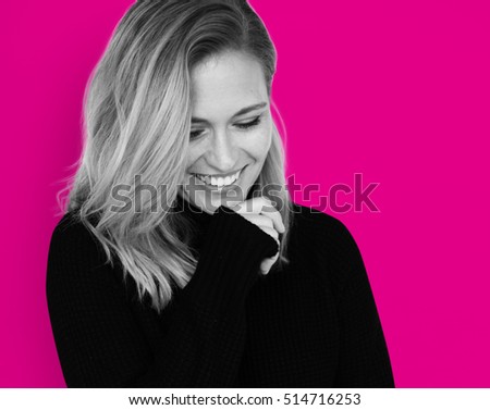 Woman Cheerful Studio Portrait Concept