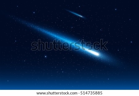 Vector illustration of two comet in the starry space sky. Elements are layered separately in vector file.