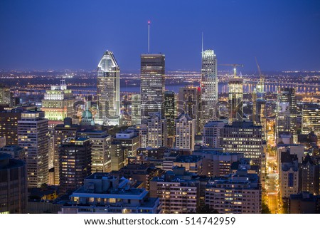 Downtown of Montreal at dusk- Quebec-Canada