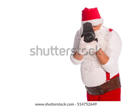 Santa Claus taking a picture, Santa Claus on a white background
