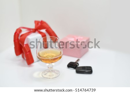 Abstract composition of drink driving. Isolated on white background. 