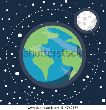 Vector illustration.Earth and Moon.