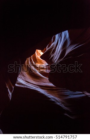 Natural view without excess of post-processed color of the canyon known as "Antelope canyon" Where the light projects incredible colors and enhances textures