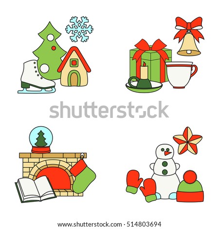 Stock vector illustration of winter and Christmas elements