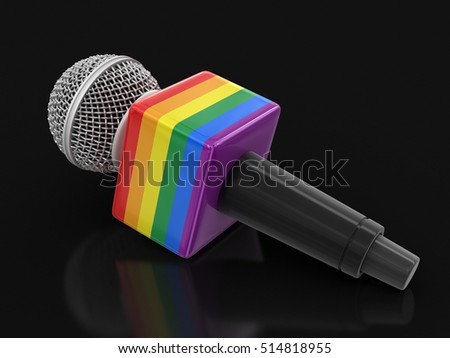 3D Illustration. Color Microphone. Image with clipping path