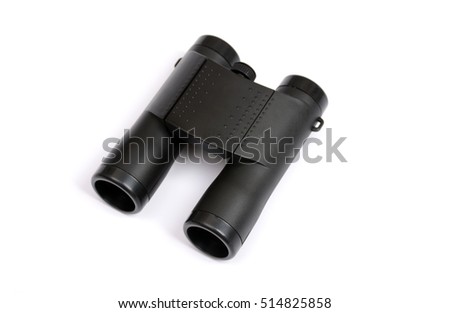 Binoculars in black plastic on a white background