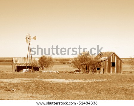 Old Abandoned Homestead in sepia