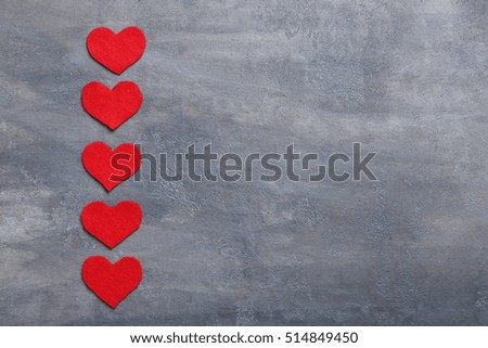 Love hearts on a grey table
