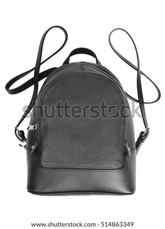 backpack female genuine leather gray color on a white background