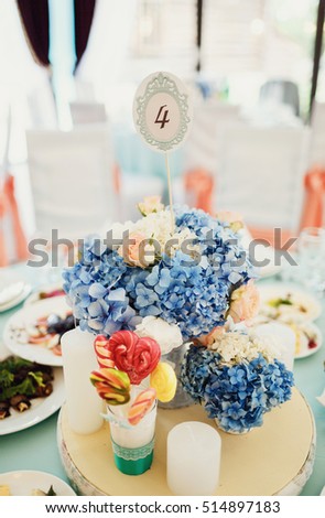 The decorations stand on the table  in restaurant
