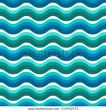 Seamless vector patterns with nautical elements wave collection paper