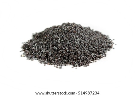 Hand selected poppy seeds  isolated on white