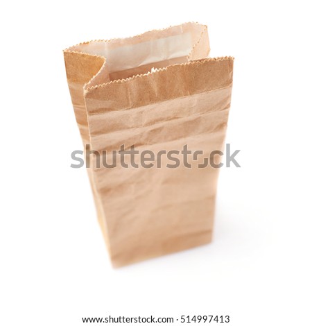 Craft brown paper pack for tea or coffee isolated over white background