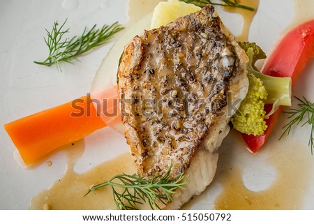 Closeup for Fish with sauce