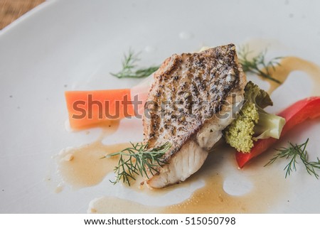 Fish with sauce for left space