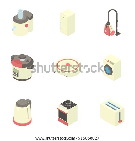 Electronic kitchen equipment icons set. Cartoon illustration of 9 electronic kitchen equipment vector icons for web