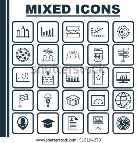Set Of 25 Universal Editable Icons. Can Be Used For Web, Mobile And App Design. Includes Icons Such As Connectivity, Pizza Meal, Pin And More.