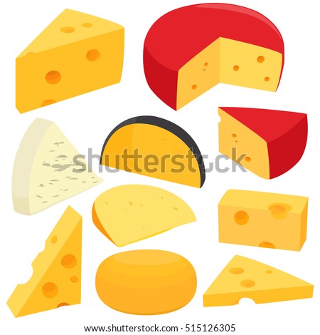 Various types of cheese. Vector illustration Royalty-Free Stock Photo #515126305