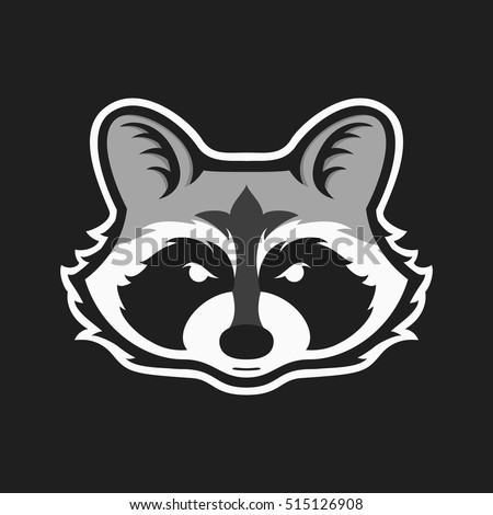 Raccoons head logo for sport club or team. Animal mascot logotype. Template. Vector illustration.