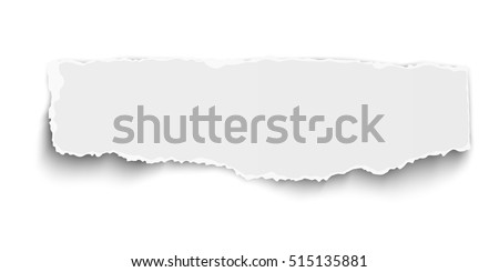 White vector oblong paper tear with soft shadow isolated on white background Royalty-Free Stock Photo #515135881