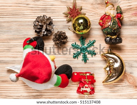 Christmas decoration on old wooden backgraund