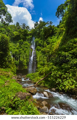 Sekumpul waterfall on Bali island Indonesia - travel and nature background