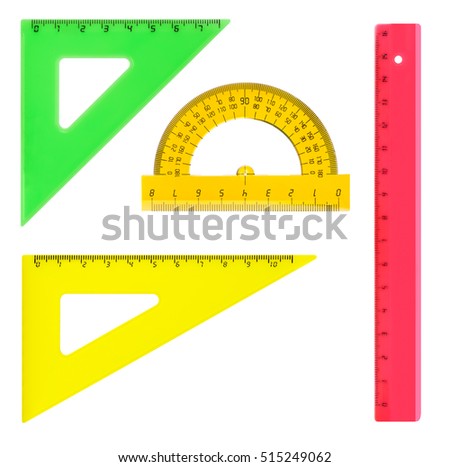 Multicolored rulers isolated on white background