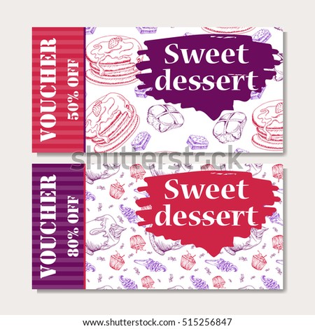 Cafe discount voucher for your business. Modern style with food element on background. Template vector