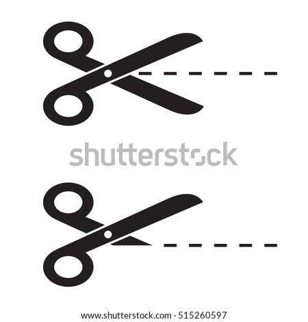 Scissors with cut lines icon vector on white background.