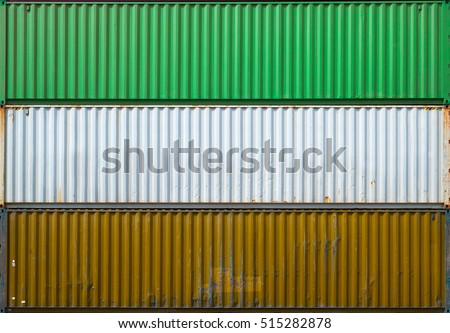 The surface texture of the sea container. Three containers without labels. Royalty-Free Stock Photo #515282878