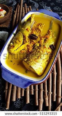 Fish chowder with turmeric. asian style cooking