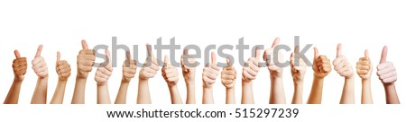 Hands of winner people with thumbs up as celebration Royalty-Free Stock Photo #515297239