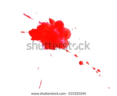 Splatter red splashes blot on a white background