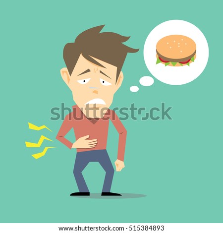 Hungry man thinking food-vector cartoon Royalty-Free Stock Photo #515384893