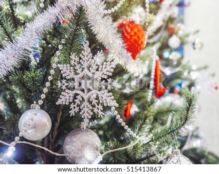 Christmas Ornament Snowflake decoration xmas tree Holiday background