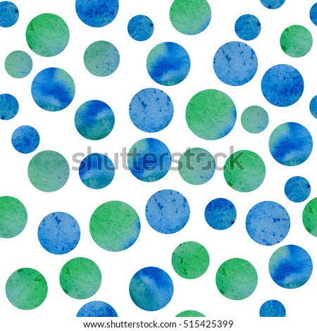 Watercolor blue circles. Blue planet. Seamless pattern watercolor dots. Watercolor background. Earth background. Simplistic background.