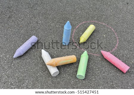 pieces of chalk on the pavement