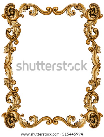Golden frame isolated on white background -Clipping Path Royalty-Free Stock Photo #515445994